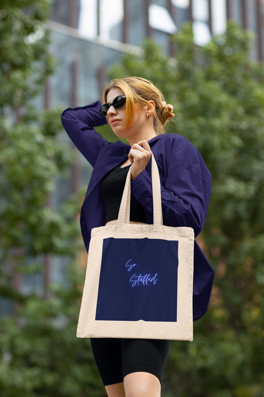 So Stuffed/I Want More Books Neon Script Tote bag--Trendy and Spacious